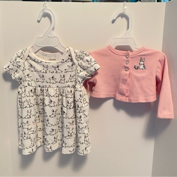 Little Me Baby Girls Bunny Dress Set With Bloomers & Cardigan Size 9 Months - Picture 2 of 9